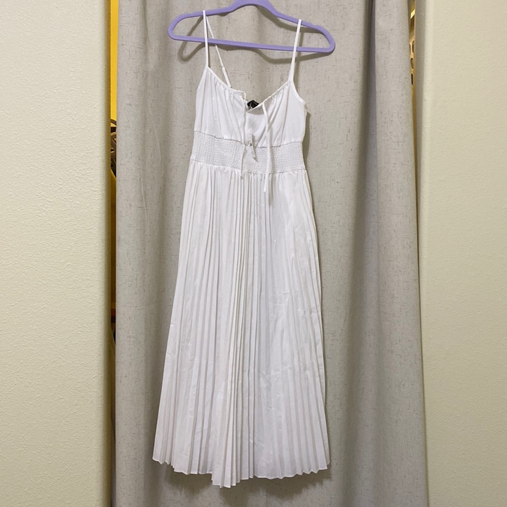 Jcrew white Spaghetti Strap pleated Dress